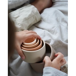 Gobelets à empiler silicone, beige