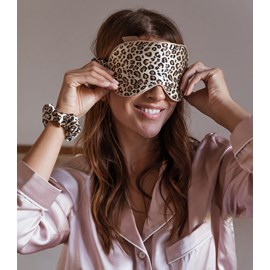 Masque de sommeil en soie léopard
