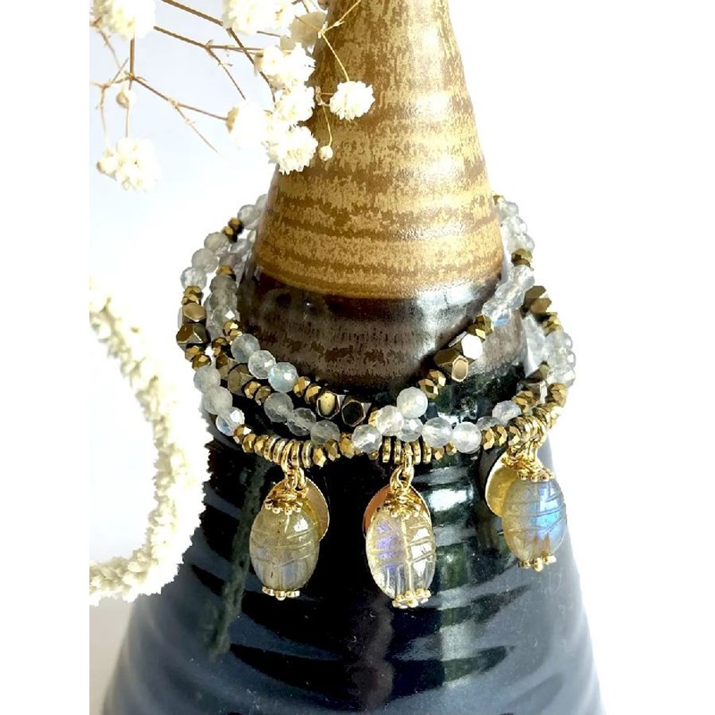 Paulette Quincaillerie - Bracelet scarabée labradorite