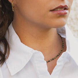 Collier karia en pierres agate mousse