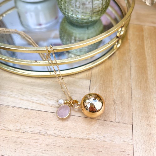A Mes Copines - Bola de grossesse or perle et quartz
