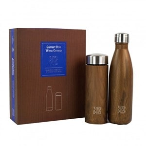 Coffret 1 bouteille et 1 theiere bois