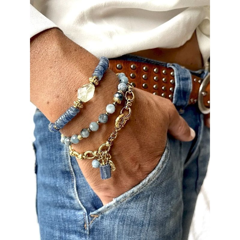 Paulette Quincaillerie - Bracelet aigue marine epanouissement
