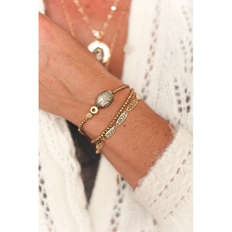 Paulette Quincaillerie - Bracelet scarabée pyrite abondance
