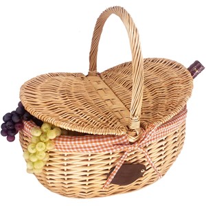 Panier en osier campagne vichy orange