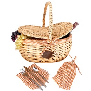 Panier en osier campagne vichy orange