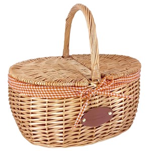 Panier en osier campagne vichy orange