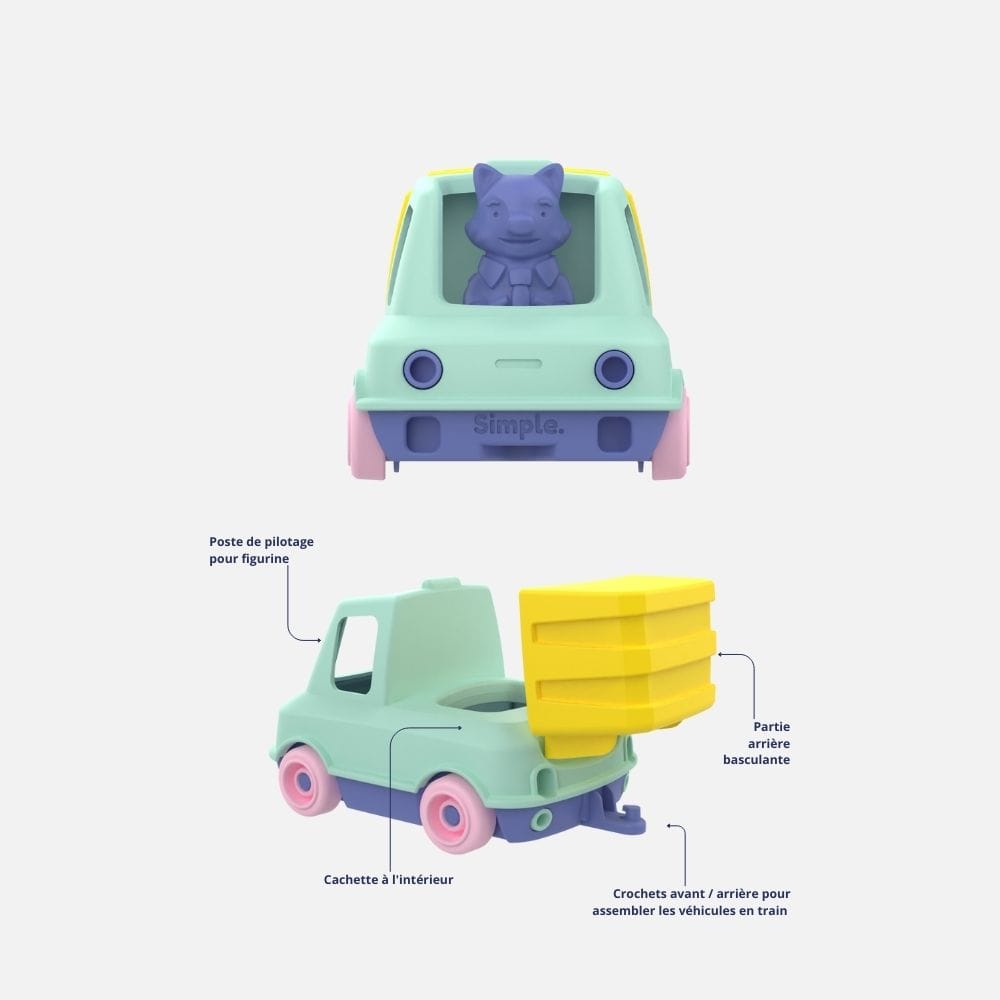 Coffret camion benne et poubelle - Jouet plastique recyclé - Le Jouet Simple