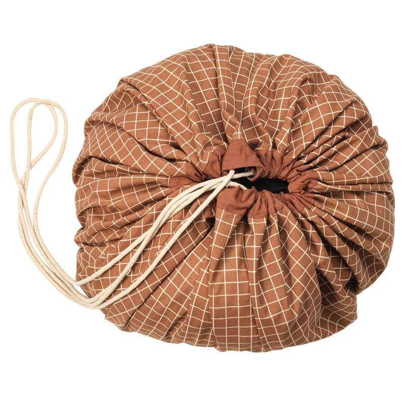 Play and Go - Sac rangement tapis organic grid brun