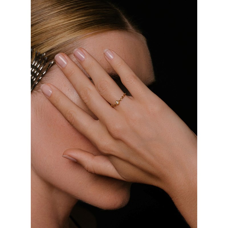 AEC Paris - Bague chaîne daya rond étoilée t54