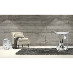 Desserte roulante ronde miroir