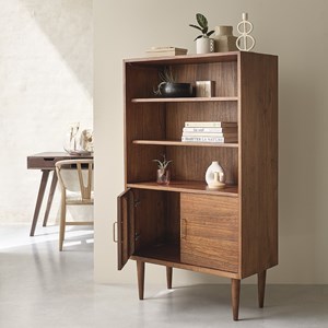 Bibliothèque mindi massif finition noyer