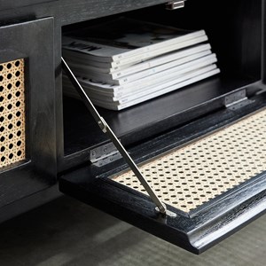 Meuble tv en mindi massif et cannage