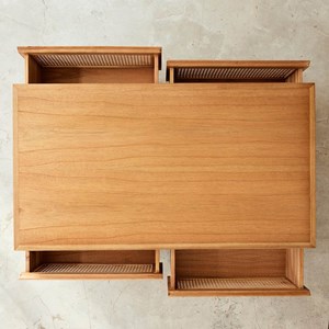 Table basse en mindi massif et cannage