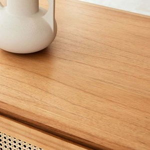 Table basse en mindi massif et cannage