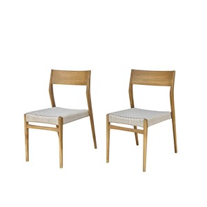 2 chaises de jardin en teck et corde