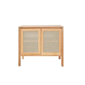 Meuble de salle de bain teck et cannage