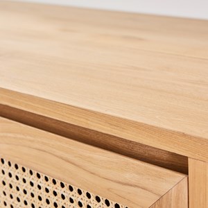 Meuble de salle de bain teck et cannage