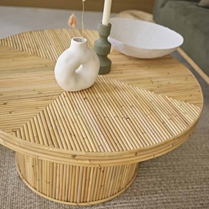 Table basse ronde en rotin
