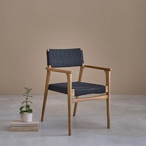 Fauteuil en teck massif et cordage noir