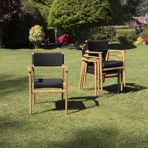 Salon jardin carré en teck et cordage 8p