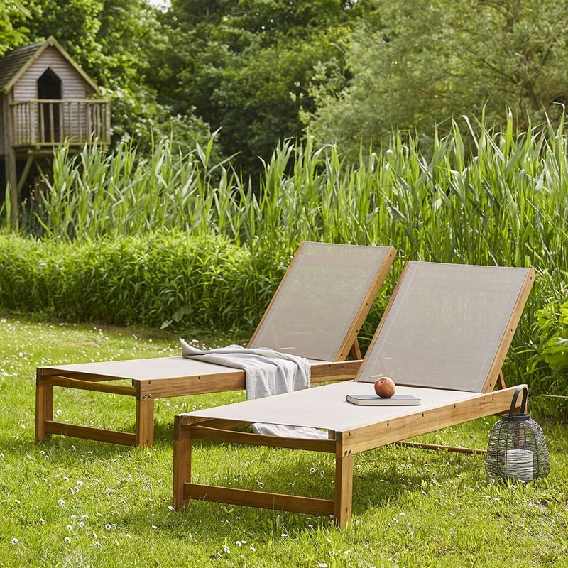 Berah Getah - Lot de 2 bains de soleil acacia fsc text