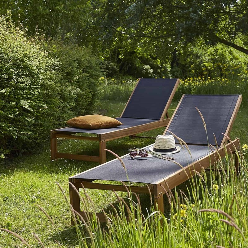 Berah Getah - Lot de 2 bains de soleil acacia fsc text
