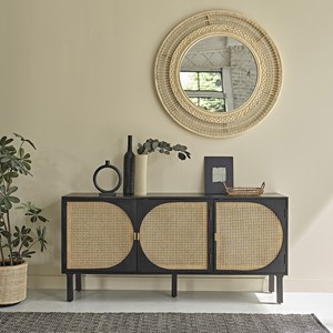 Buffet bois de manguier et cannage