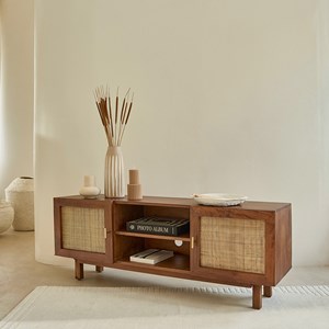 Meuble tv manguier finition noyer