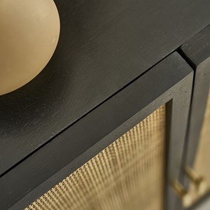 Buffet manguier massif noir et cannage