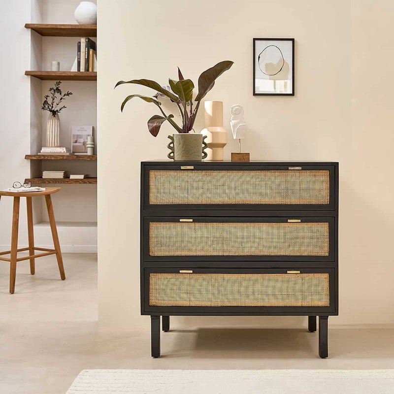 Berah Getah - Commode manguier et cannage L90xl90xP45