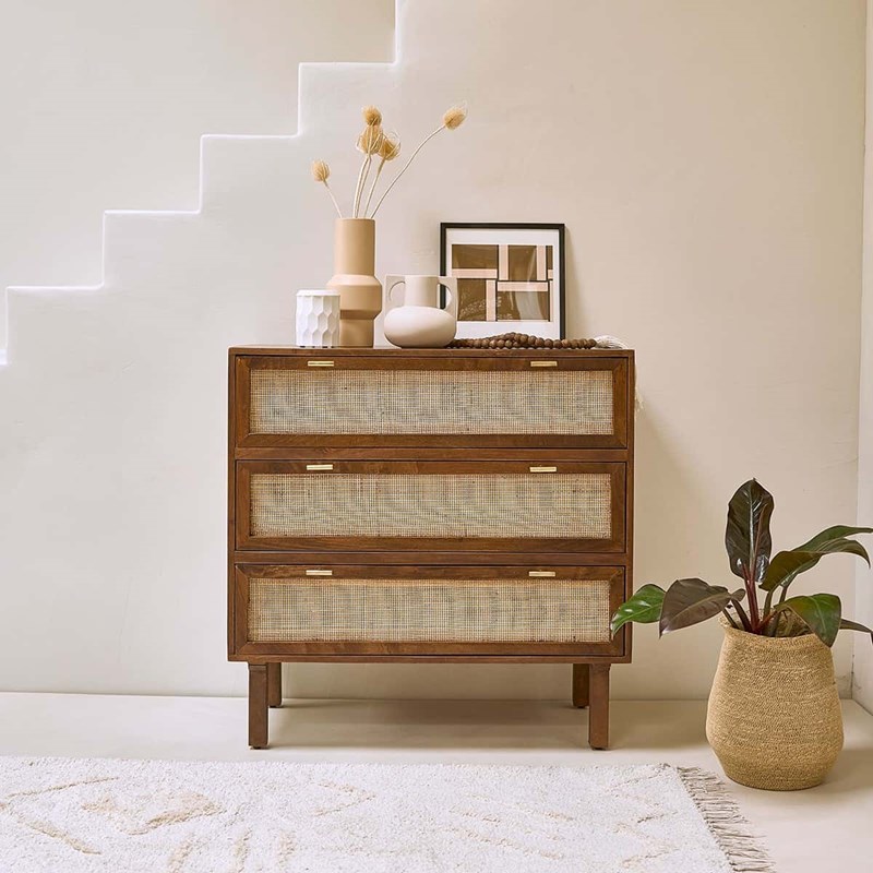 Berah Getah - Commode manguier et cannage L90xl90xP45