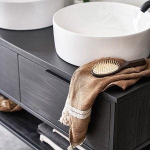 Meuble salle de bain pin massif et métal