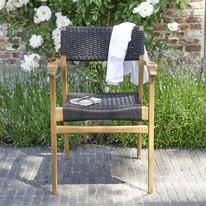 2 fauteuils de jardin en teck et cordage