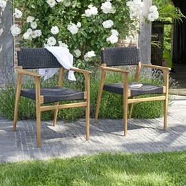 2 fauteuils de jardin en teck et cordage
