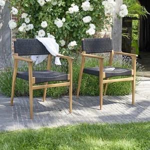 2 fauteuils de jardin en teck et cordage