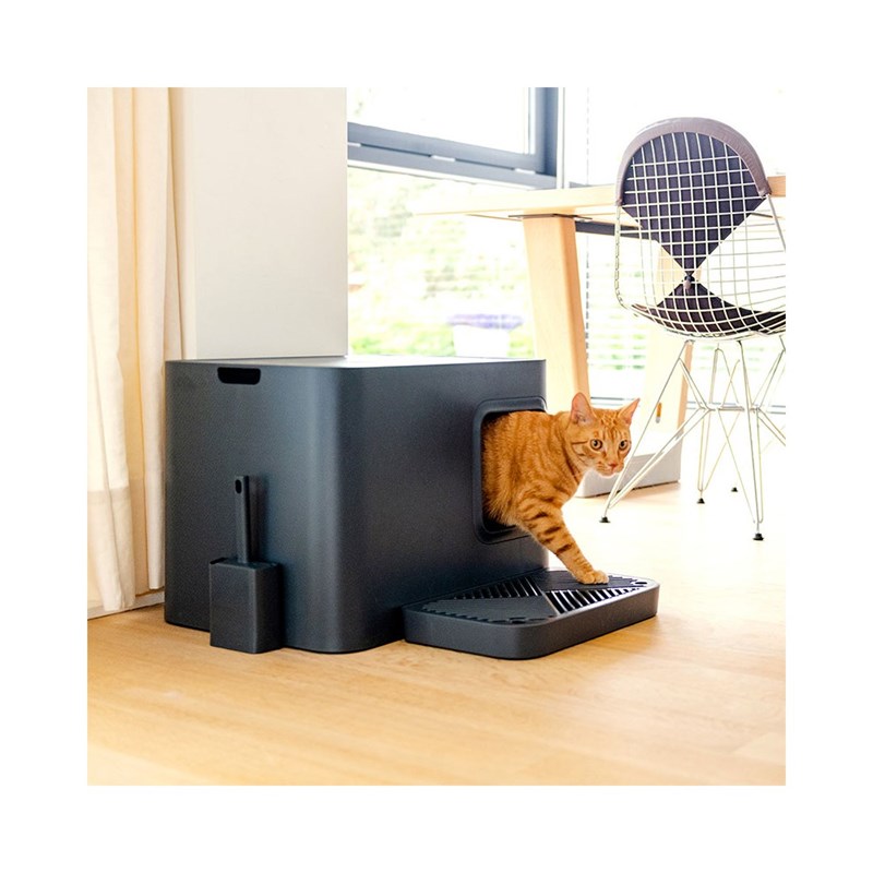 Hoopo - Oppo +, litière design pour chat gris