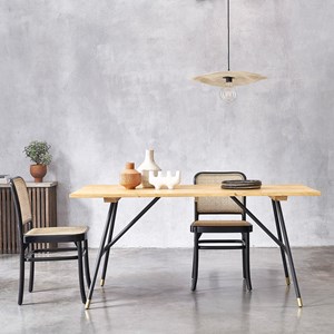Table rectangulaire pin massif métal 6p