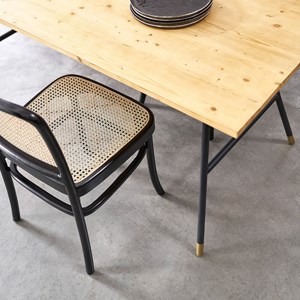 Table rectangulaire pin massif métal 6p