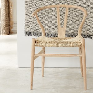 2 chaises en mindi massif assise tisssée