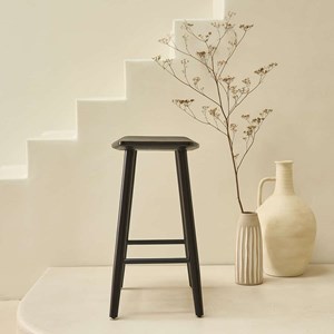 Tabouret en teck massif noir 65 cm