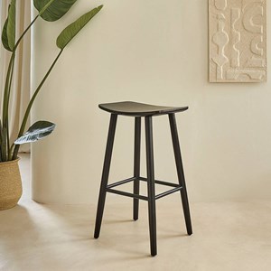 Tabouret en teck massif noir 75 cm
