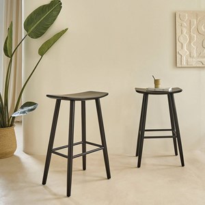 Tabouret en teck massif noir 75 cm