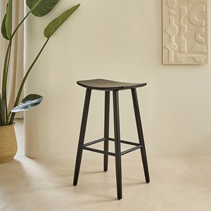 2 tabourets en teck massif noir 75 cm