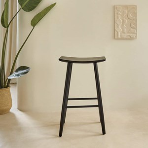 2 tabourets en teck massif noir 75 cm