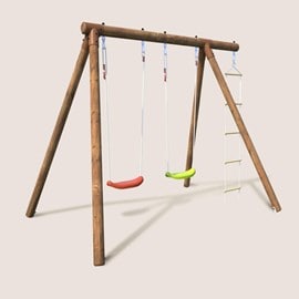 Portique en bois rond 3 agrès avec échel