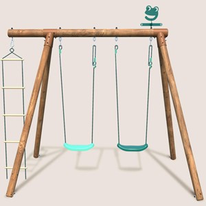 Portique en bois rond 3 agrès avec échel