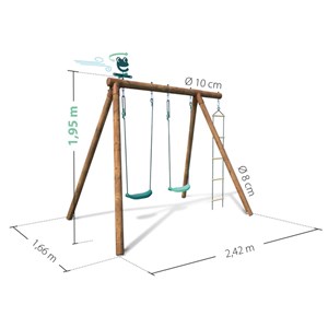 Portique en bois rond 3 agrès avec échel