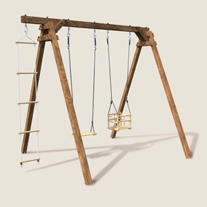 Portique en bois carré 3 agrès avec bala