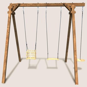 Portique en bois carré 3 agrès avec bala